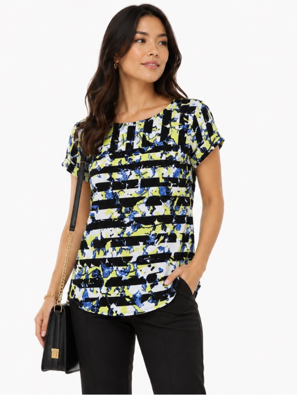Peter Pilotto For Target Black Yellow Office Siren Business Casual Blouse Size M